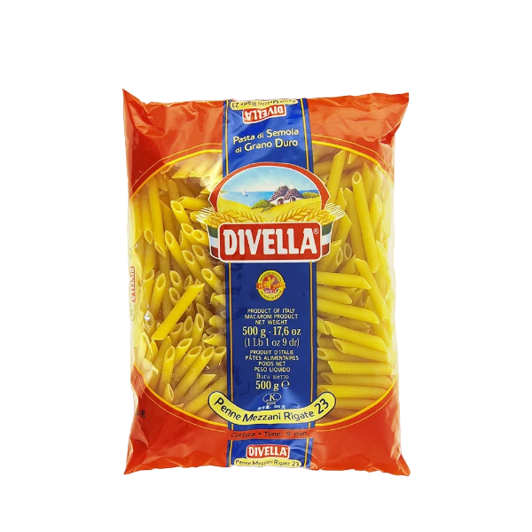 DIVELLA PASTA DI SEMOLA PENNE MEZZANI RIGATE N.23 500 GR (24 in a box)