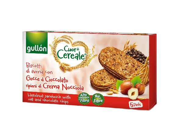 GULLON BISCOTTI CUOR DI CEREALE HAZELNUT X5 220 GR (8 in a box)