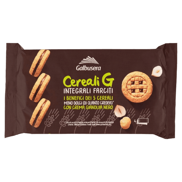 GALBUSERA BISCOTTI WHOLEMEAL CEREALI G GIANDUIA BLACK 160 GR (10 in a box)