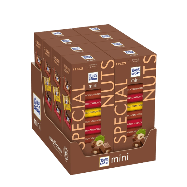 RITTER SPORT CHOCOLATE BAR MINI SPECIAL NUTS X7 150 GR (8 in a box)