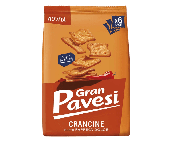 PAVESI SNACK CRACKER CRANCINE PAPRIKA X6 180 GR (16 in a box)