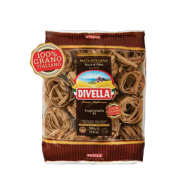 DIVELLA PASTA WHOLEMEAL TAGLIATELLE N.91 500 GR (12 IN A BOX)