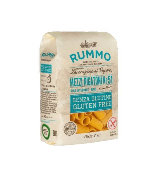RUMMO PASTA GLUTEN FREE MEZZI RIGATONI N.51 400 GR (12 in a box)
