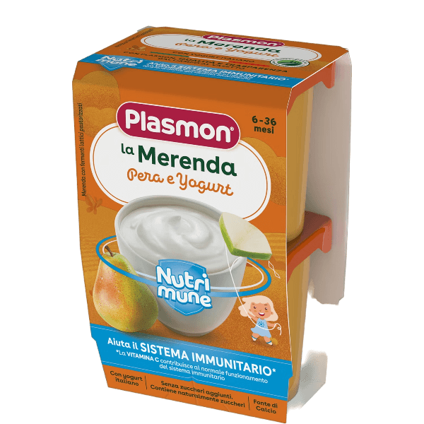 PLASMON MERENDA NUTRI MUNE PEAR AND YOGURT 120 GR X2 (12 in a box)