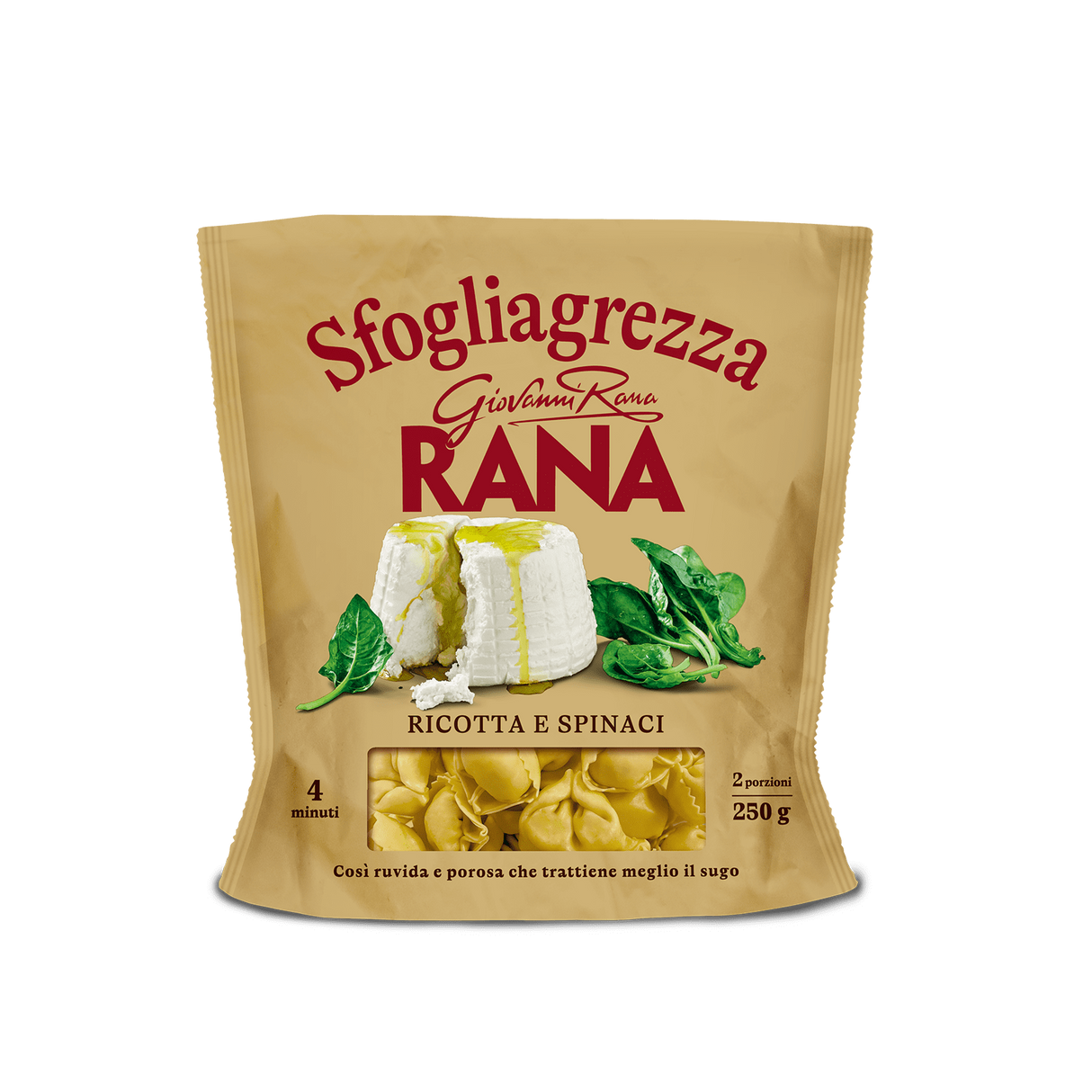 RANA SFOGLIAGREZZA STUFFED PASTA TORTELLINI WITH RICOTTA AND SPINACH 250 GR (4 in a box)