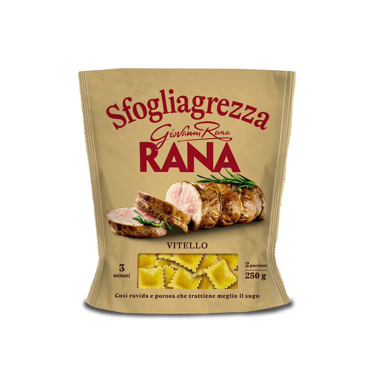 RANA SFOGLIAGREZZA STUFFED PASTA RAVIOLI WITH VEAL 250 GR (4 in a box)