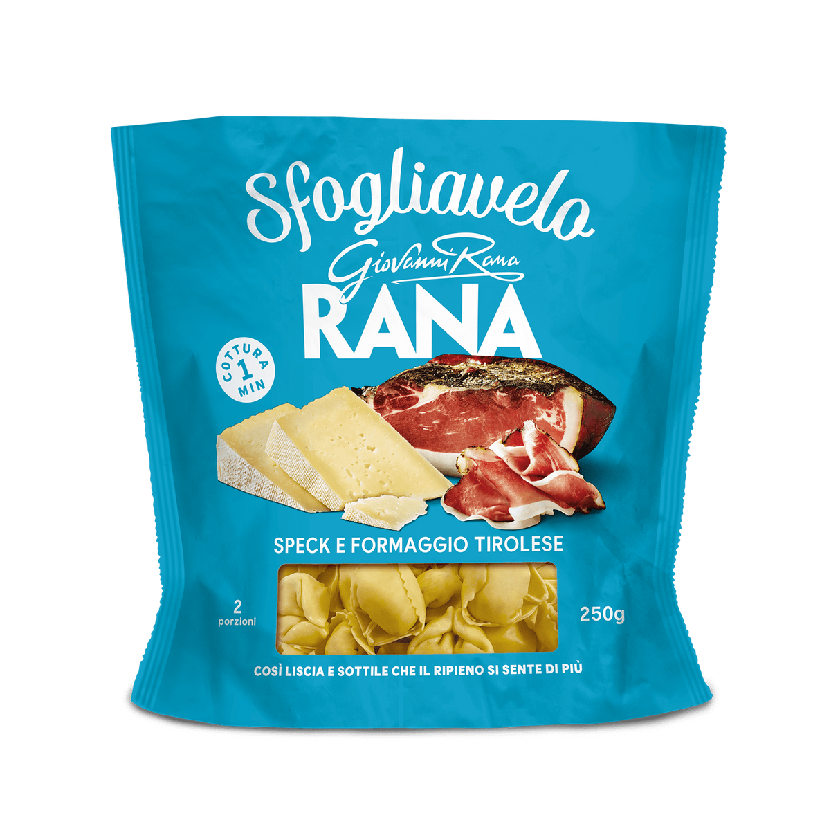 RANA SFOGLIAVELO STUFFED PASTA TORTELLINI WITH SPECK AND CHEESE TIROLESE 250 GR (4 in a box)