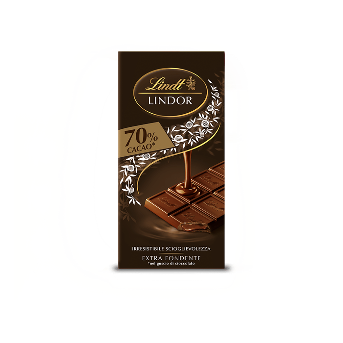 LINDT LINDOR CHOCORLATE BAR EXTRA DARK CHOCOLATE 70% COCOA 100 GR (18 in a box)