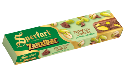 SPERLARI TORRONE ZANZIBAR PISTACHI GIANDUIA 200 GR (18 in a box)