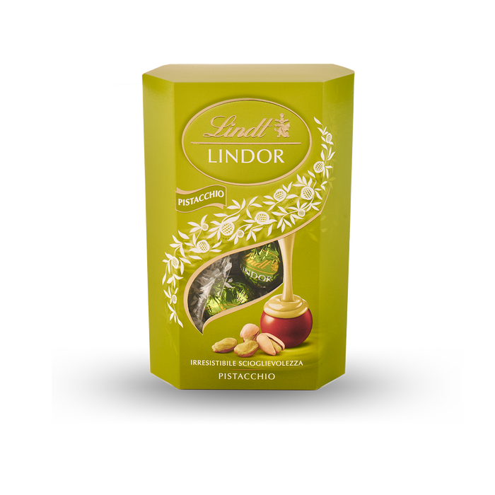 LINDT LINDOR PRALINES CORNET CHOCOLATE PISTACHIO 200 GR (12 in a box)