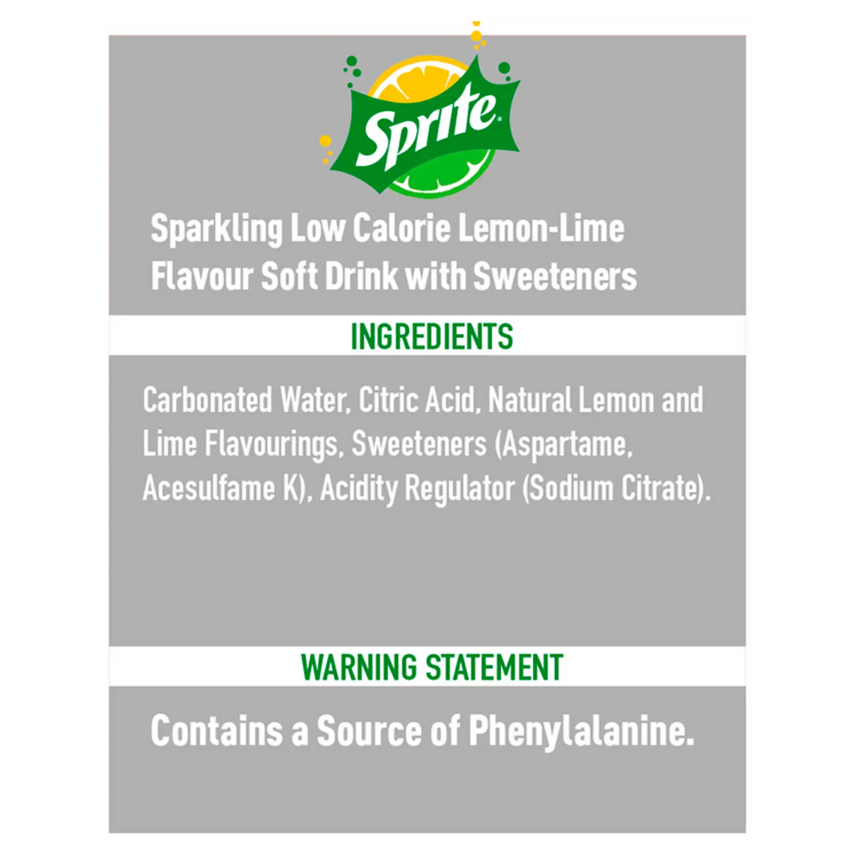 SPRITE ORIGINAL LEMON LIME NO SUGAR GLASS 330 ML (24 in a box)