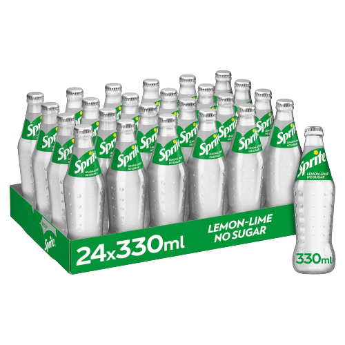 SPRITE ORIGINAL LEMON LIME NO SUGAR GLASS 330 ML (24 in a box)