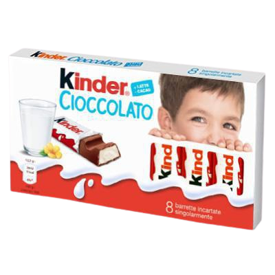 KINDER SNACK BARS CHOCOLATE T.8 100 GR (10 in a box)