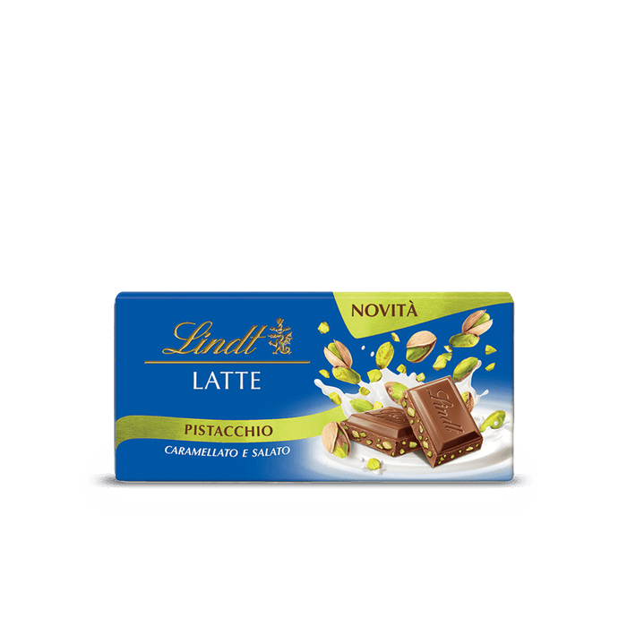 LINDT CLASSIC CHOCOLATE BAR MILK PISTACHIO CARAMEL 90 GR (30 in a box)