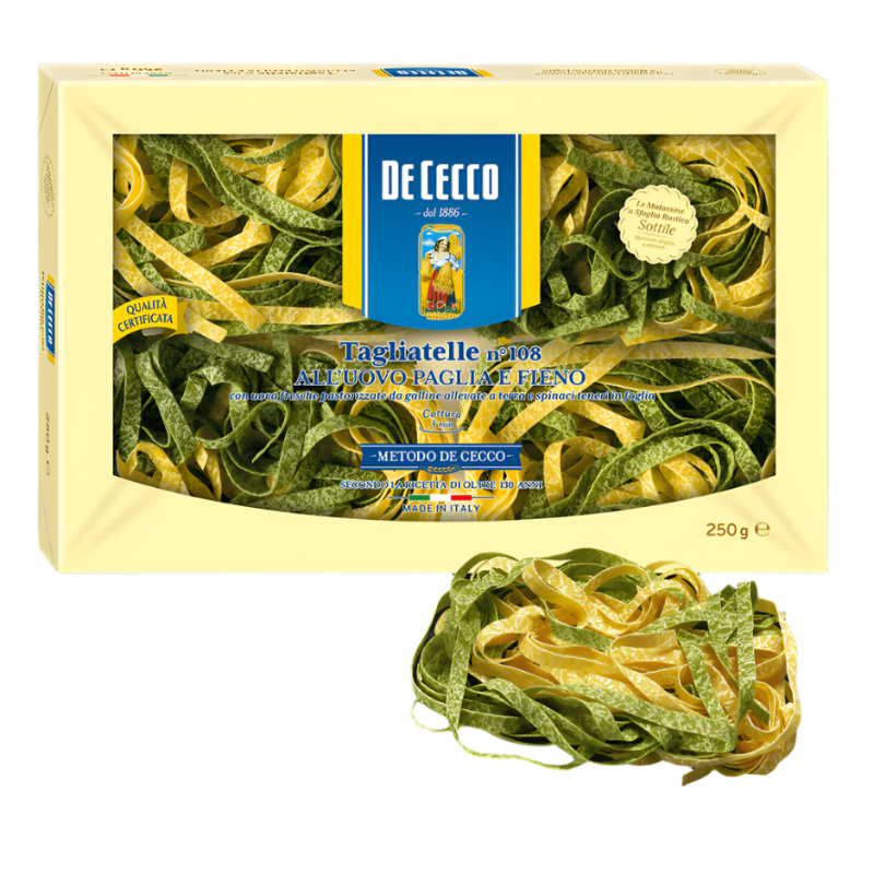 DE CECCO PASTA ALL'UOVO CON SPINACI TAGLIATELLE PAGLIA E FIENO N.108 250 GR (12 in a box)