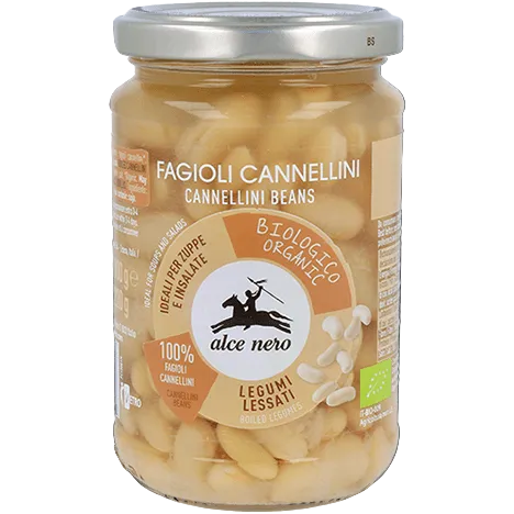 ALCENERO ORGANIC LEGUMES CANNELLINI BEANS IN BRINE 300 GR (12 in a box)