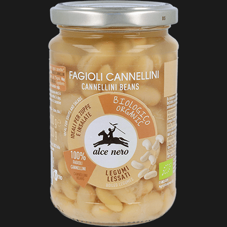 ALCENERO ORGANIC LEGUMES CANNELLINI BEANS IN BRINE 300 GR (12 in a box)