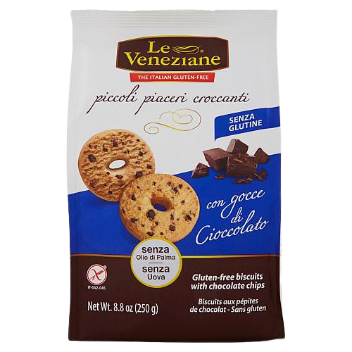 LE VENEZIANE BISCUITS SHORTBREAD DROPS OF CHOCOLATE GLUTEN FREE 250 GR (9 in a box)