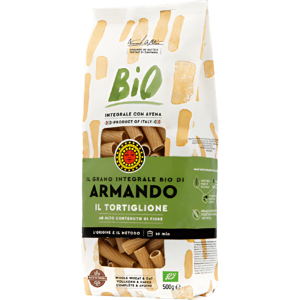 ARMANDO PASTA WHOLEMEAL ORGANIC IL TORTIGLIONE 500 GR (12 IN A BOX)