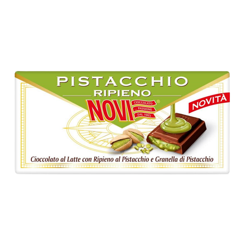 NOVI CHOCOLATE BAR FILLED MILK AND PISTACHIO 105 GR (20 in a box)