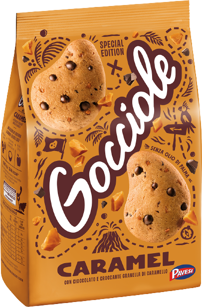 PAVESI BISCOTTI GOCCIOLE CARAMEL 300 GR (12 in a box) SPECIAL EDITION