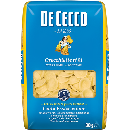 DE CECCO PASTA DI SEMOLA ORECCHIETTE N.91 500 GR (24 in a box)