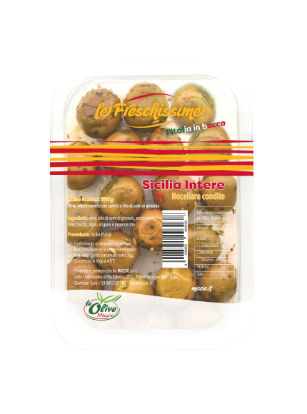 MICCIO FRESCHISSIME OLIVES NOCELLARA IN OIL 150 GR (8 in a box)