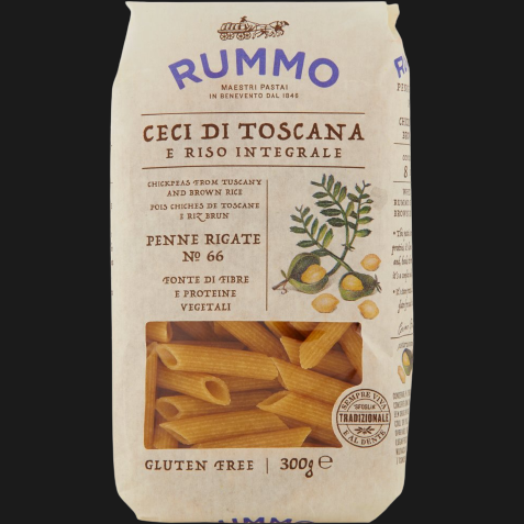 RUMMO PASTA GLUTEN FREE PENNE RIGATE AI CECI N.66 300 GR (16 in a box)