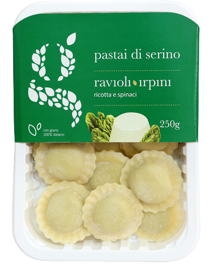 PASTAI DI SERINO STUFFED PASTA RAVIOLI IRPINI WITH RICOTTA AND SPINACH 250 GR (6 in a box)