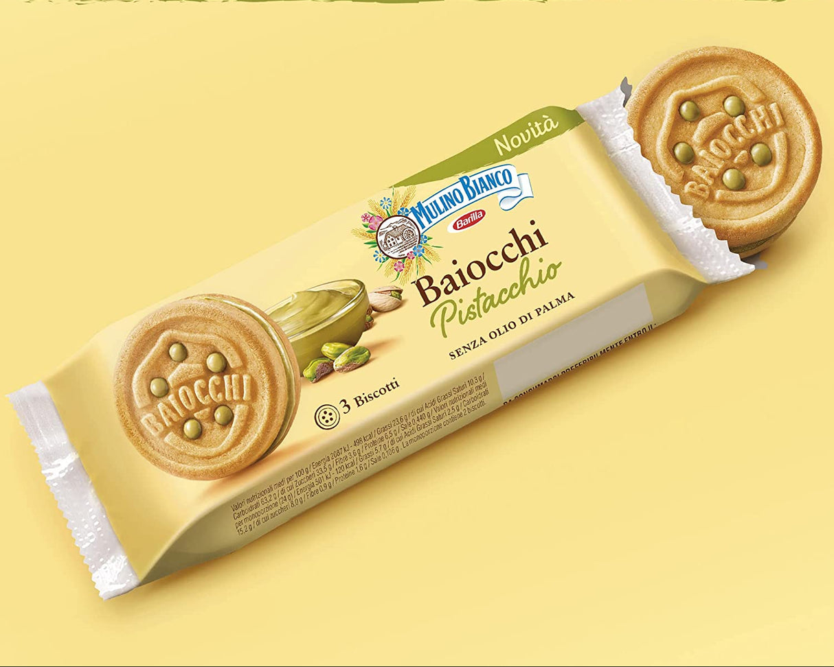 MULINO BIANCO BISCOTTI BAIOCCHI PISTACHIO MULTIPACK X6 168 GR (9 in a box)