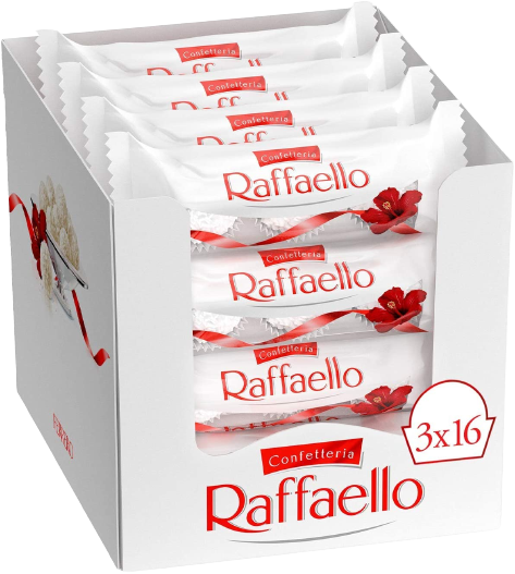 FERRERO CONFETTERIA PRALINES RAFFAELLO COCONUT X3 30 GR (16 in a box)