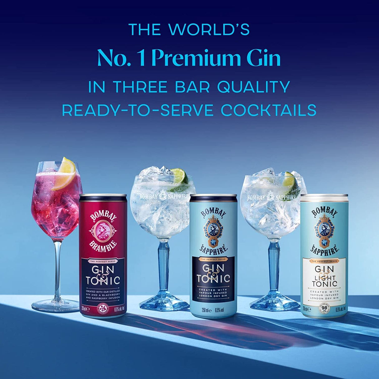 BOMBAY SAPPHIRE GIN TONIC COKTAIL DRINK CANS 250 ML (12 in a box)