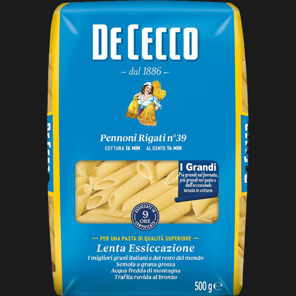 DE CECCO PASTA DI SEMOLA PENNONI RIGATI N.39 500 GR (24 in a box)