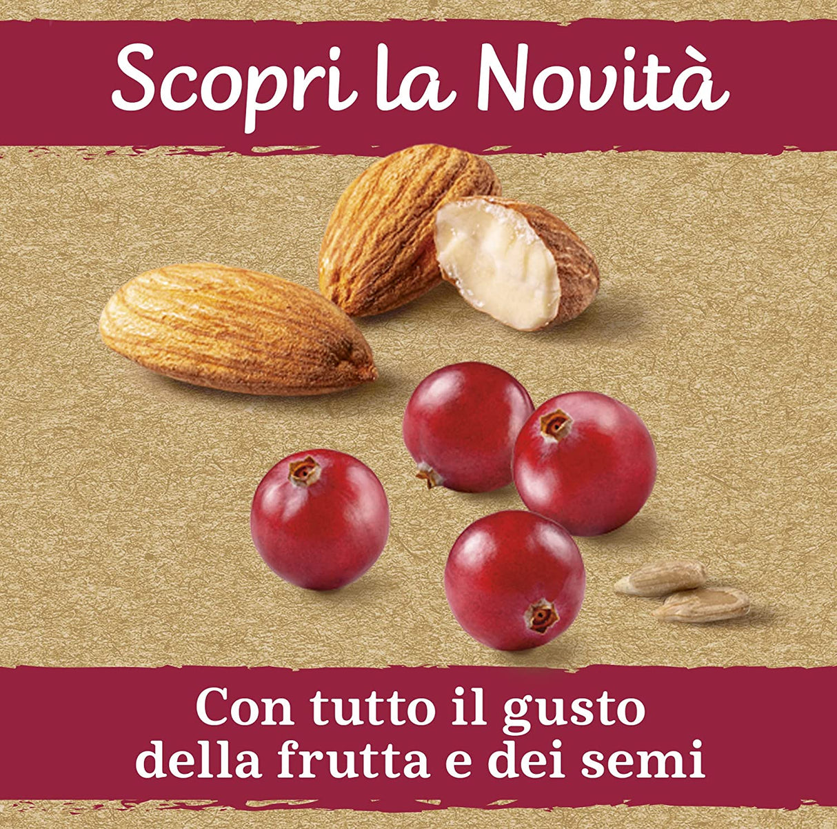 MULINO BIANCO WHOLEMEAL MINIFETTE INTEGRALI MIRTILLI ROSSI E MANDORLE 90 GR (10 in a box)