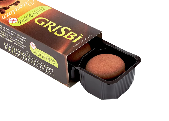 GRISBI' BISCOTTI STUFFED CREAM CHOCOLATE GLUTEN FREE 150 GR (12 in a box)
