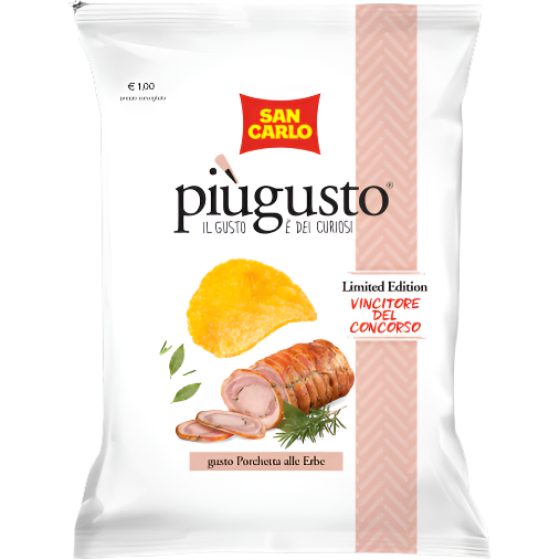 SAN CARLO CRISPS PIU' GUSTO PORCHETTA WITH HERBS 150 GR (16 in a box)