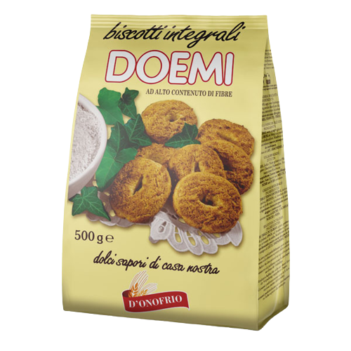 DOEMI BISCOTTI WHOLEMEAL 500 GR (12 in a box)