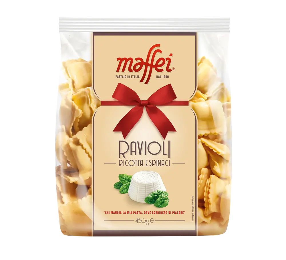 MAFFEI STUFFED PASTA RAVIOLI WITH RICOTTA AND SPINACH 450 GR (12 in a box)