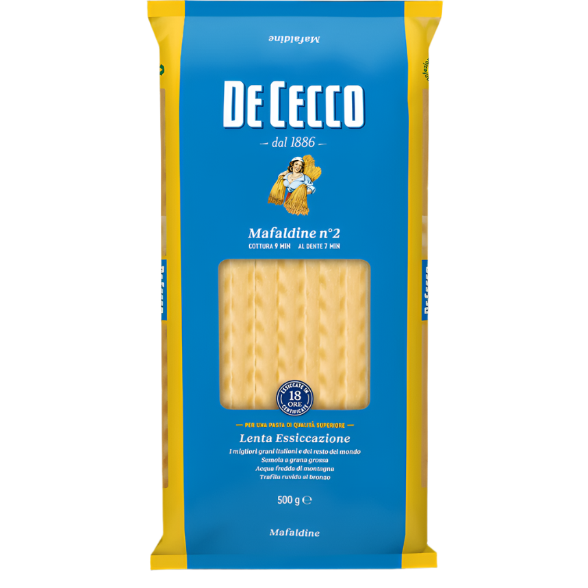 DE CECCO PASTA DI SEMOLA MAFALDINE N.2 500 GR (24 in a box)