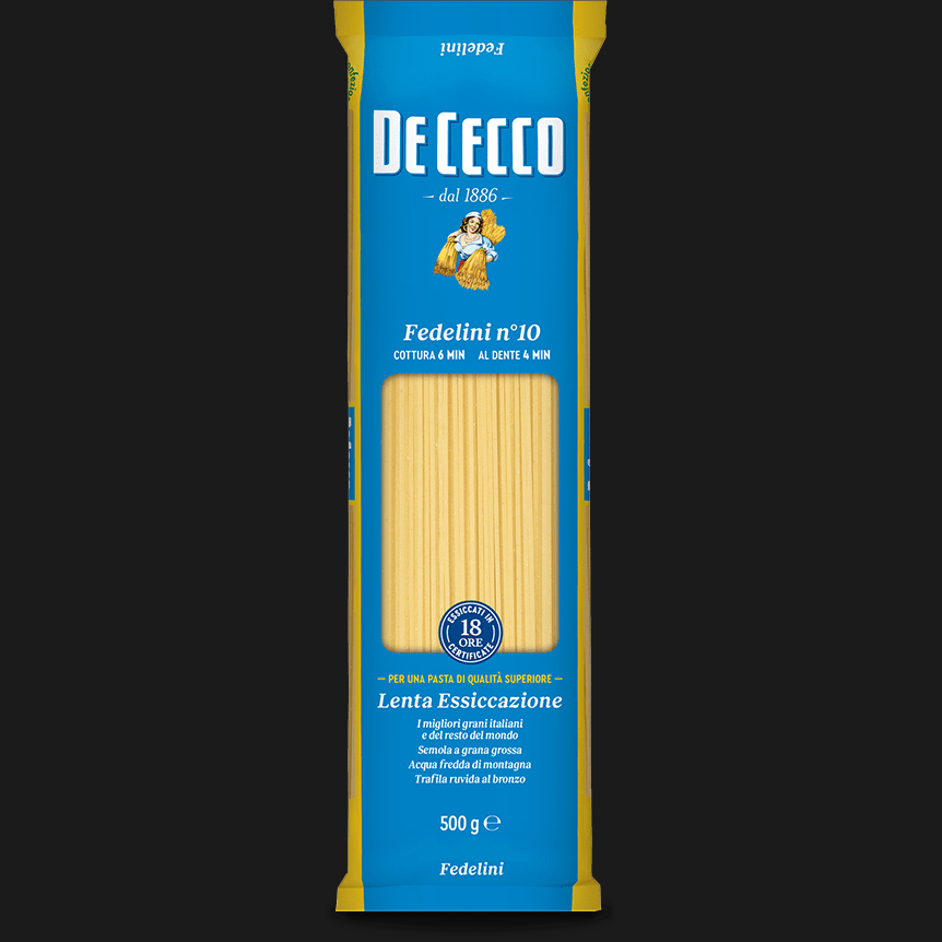 DE CECCO PASTA DI SEMOLA FEDELINI N.10 500 GR (24 in a box)