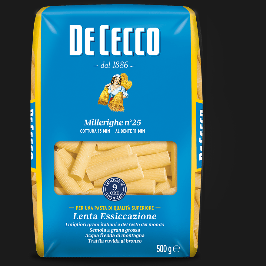 DE CECCO PASTA DI SEMOLA MILLERIGHE N.25 500 GR (24 in a box)