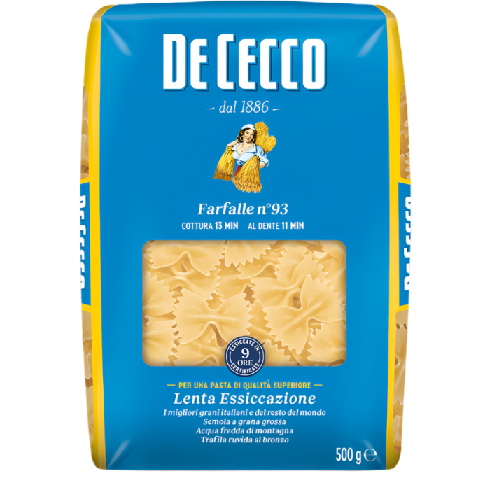 DE CECCO PASTA DI SEMOLA FARFALLE N.93 500 GR (24 in a box)