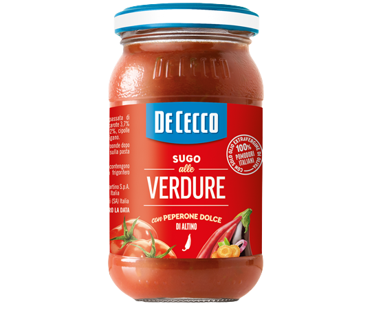 DE CECCO PASTA SAUCE WITH VEGETABLES JAR 200 GR (12 in a box)