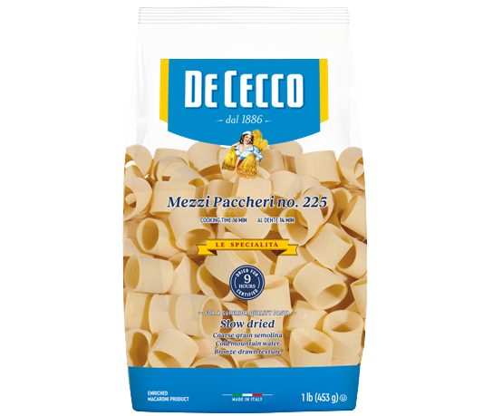 DE CECCO PASTA DI SEMOLA FORMATI SPECIALI MEZZI PACCHERI LISCI N.225 500 GR (12 in a box)