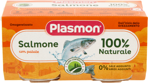 PLASMON HOMOGENIZED FISH SALMON WITH POTATOES 80 GR X2 (12 in a box)