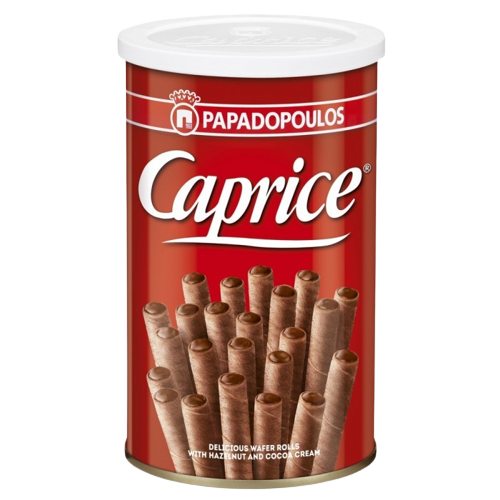 CAPRICE PAPADOPOULOS SNACK WAFER ROLLS CHOCOLATE 115 GR (20 in a box)
