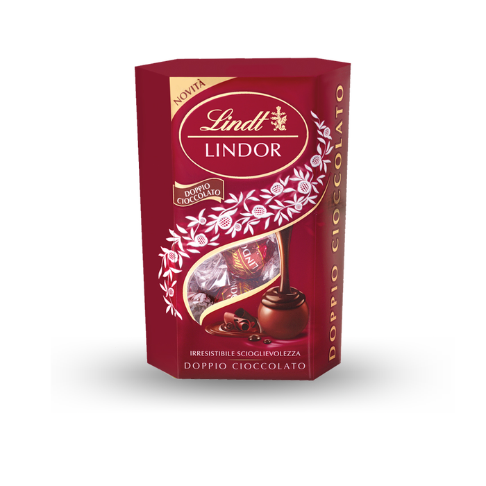 LINDT LINDOR PRALINES CORNET DOUBLE CHOCOLATE 200 GR (12 in a box)
