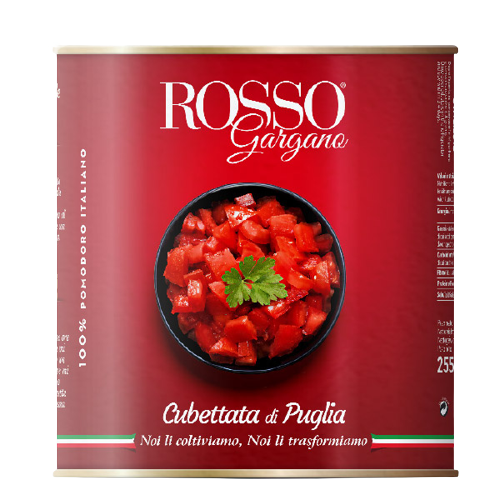 ROSSO GARGANO POMODORI CUBETTATA DI PUGLIA TIN 3 KG (6 in a box)