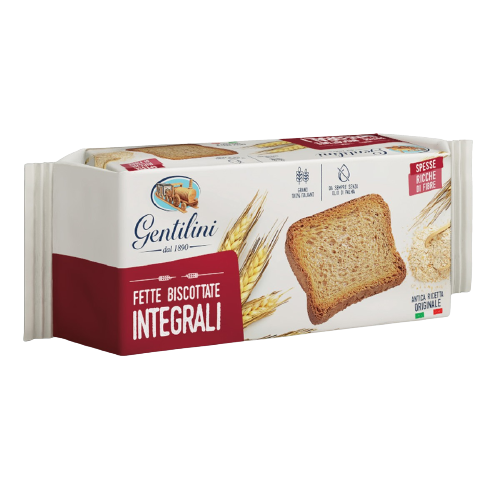 GENTILINI BAKERY RUSKS WHOLEMEAL FETTE BISCOTTATE INTEGRALI 175 GR (12 in a box)
