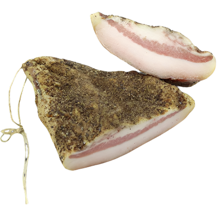 GUANCIALE PEPPERED £12.99 AL KG (APPROX. 2.7 KG) PROMO £11.55
